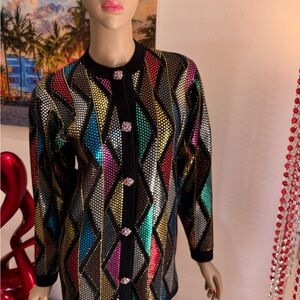 St. John Multi Paulette’s Sequin Knit Jacket blazer evening 10